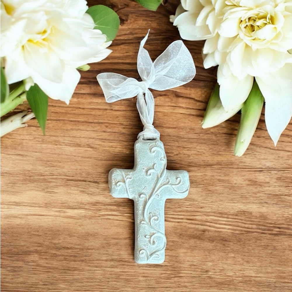 Isabelle Bloom Decorative Cross with Ribbon